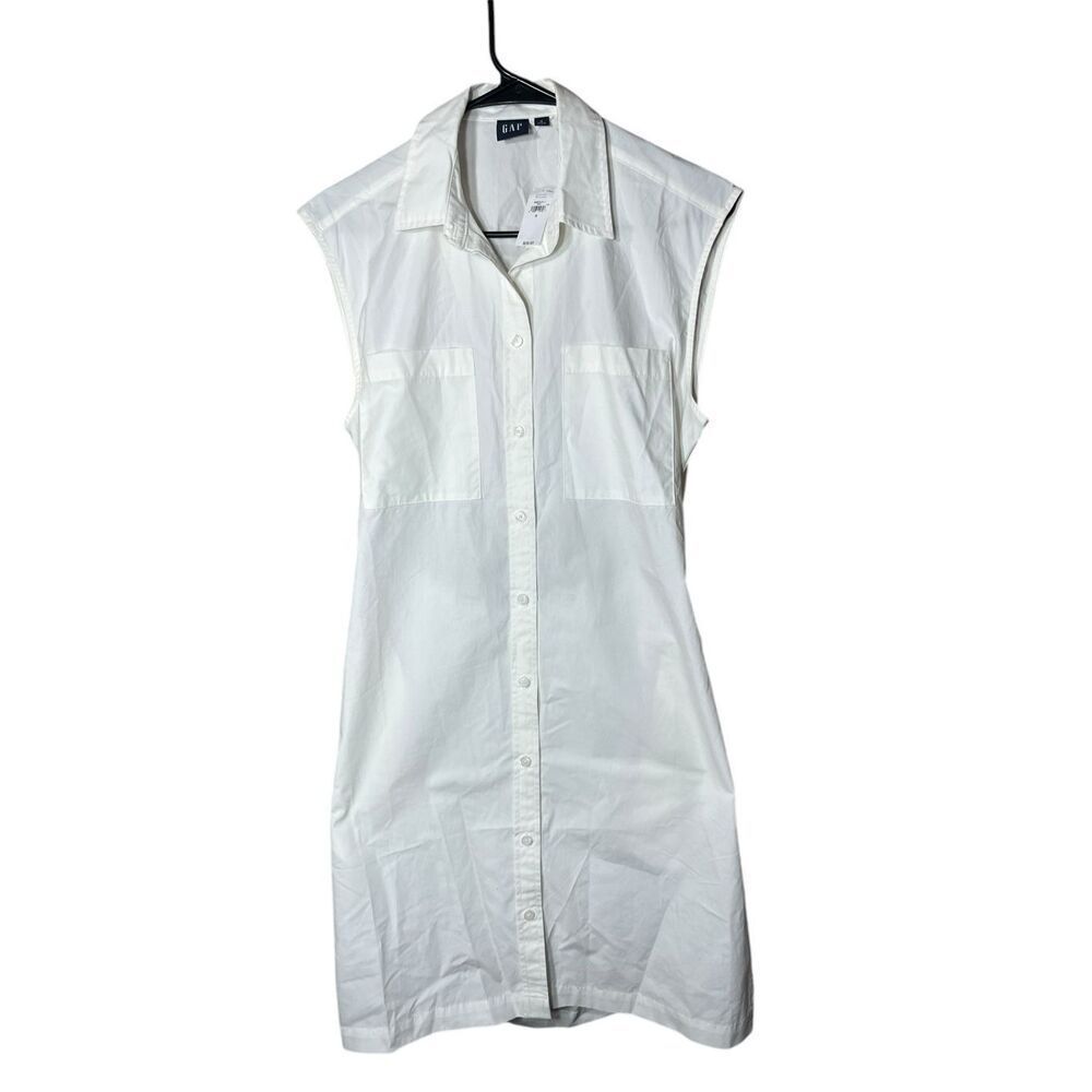Gap Sleeveless Utility Shirt Dress Off White Size S NWT